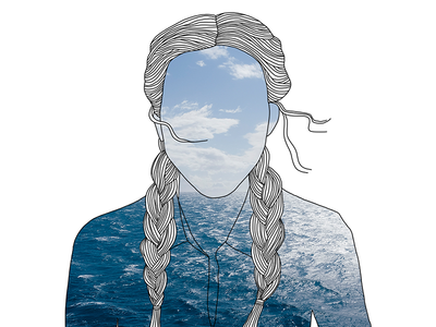 The World In You digital illustration fashion illustration feminine hair illustration line drawing nature ocean outdoor photography