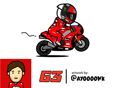 Mini GP Mandalika - Bagnaia63 branding cartoon design flat art graphic design illustration logo motogp sport ui