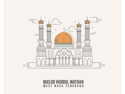 Lombok Mosque Illustration branding cartoon design flat art graphic design illustration logo ui ux vector