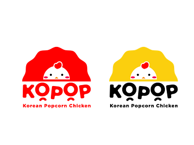 Korean Food Popcord Chicken Logo Concept 1 branding cartoon design flat art graphic design illustration logo ui ux vector