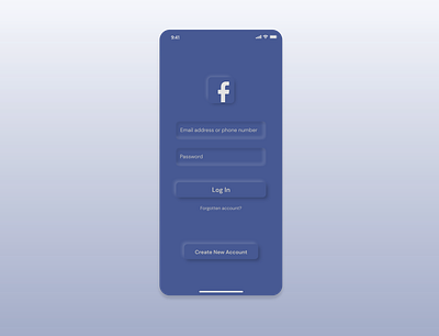 Facebook login neumorphic/soft UI- Redesigned facebook ios ios app design login ui ui design