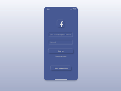 Facebook login neumorphic/soft UI- Redesigned