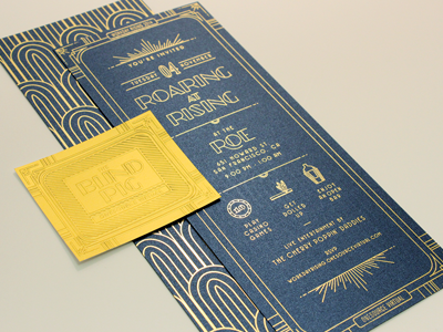 Roaring at Rising Invite 20s art deco elegant flapper foil gatsby gold handout invitation invite retro vintage