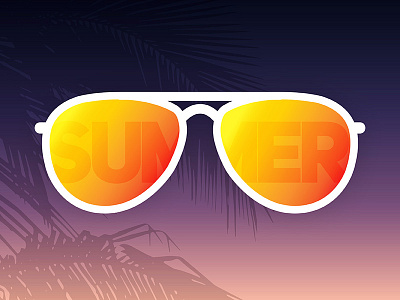 Sunset Aviators beach gradient heat orange palm purple sky sticker summer sunglasses sunset type