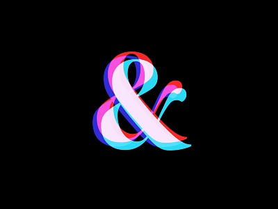 Ampersand 3d ampersand anaglyph blue cyan pink teal