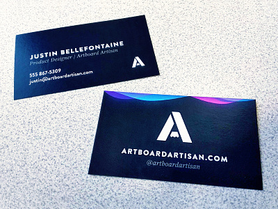 Artboard Artisan | Business Cards brand branding business card card clean collateral dark gradient logo portfolio print typography