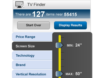 product selector for mobile ecomm site