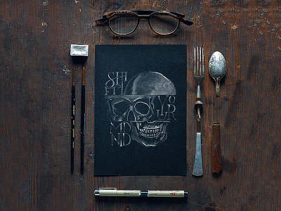 Shift your mind. calligraphy hand lettering illustration lettering print skull type typography watercolor