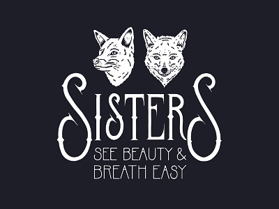 Sisters logo. fox goshawaf illustration lettering typography