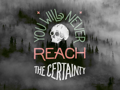 You will never reach the certainty. calligraphy design goshawaf illustration lettering print skull. watercolor