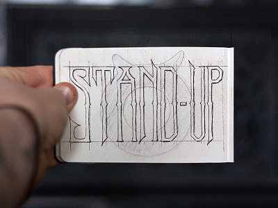 Stand-up goshawaf lettering notebook sketch typography