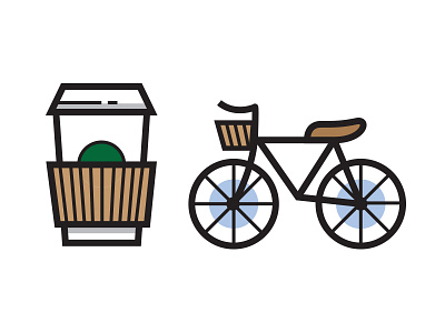 Little icons bike coffee cute icons