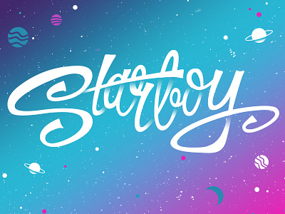 Starboy gradient illustrator lettering music space starboy vector