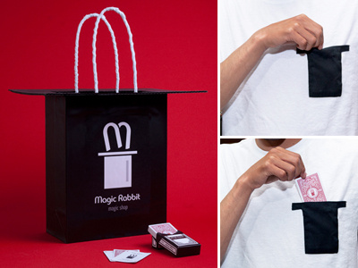 Magic Rabbit Magic Shop brand identity business card logo packaging retail shop shopping bag t shirt