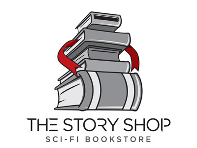 The Story Shop application graphics bookstore brand identity ideation logo sci fi