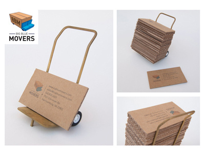 Big Blue Movers brand identity business card display logo moving company portfolio