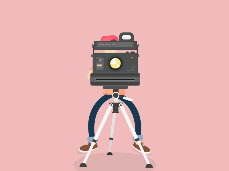 Let me capture the best of you after effects animation camera camera man character animation funny gif illustration picture red tripod vector