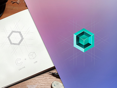 Creative cube 3d behance brand c creative cube design green identity logo project sketch