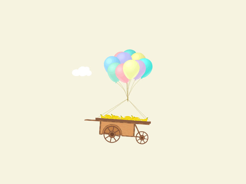 Banana Series after effects air ballons banana clouds gif illustration minion tyre wood yellow