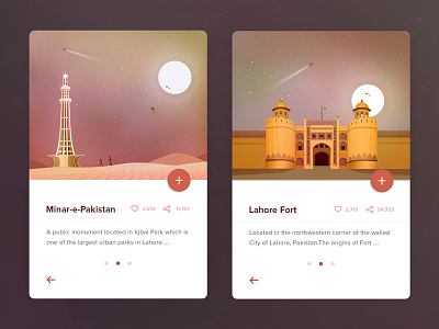 Historical Heirloom App Concept app design card colors flat illustrations lahore pakistan places to visit ui ui challange ux