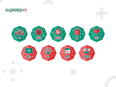 Kaspersky Lab Achievements 2d achievements flat icon illustration kaspersky laslow vector