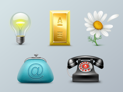 Icons for Alfa-Bank alfabank bank camomile electrics flower gold icon iconka lamp money phone purse
