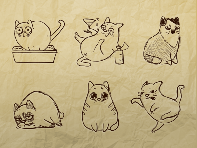 Meow Sketches beg cat drunk fight grumpy hitler icon iconka kitten kitty sketch