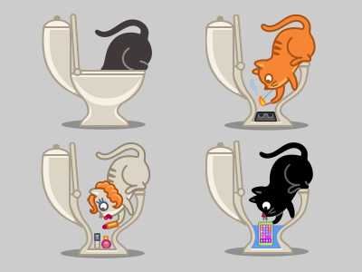 Secret Revealed cat toilet drink makeup radio icon iconka iphone smoke