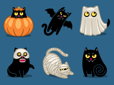 Halloween Cat cat halloween pumpkin bat batman ghost mask skull mummy vampire