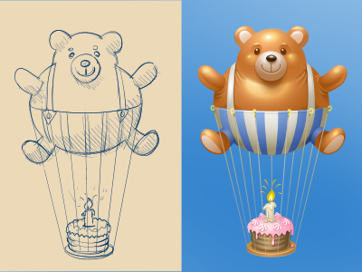 Teddy Baloon for MirTesen.ru bear birthday cake draft gift icon iconka present process sketch teddy virtual