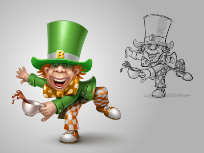 Mad Hatter on St Patricks Day for Vkontakte network gift green hat hatter icons mad patrick red tea virtual