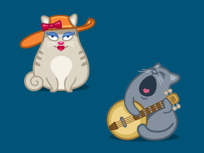 Midnight serenade cat banjo sing play song serenade hat romeo juliette saint valentine icon iconka