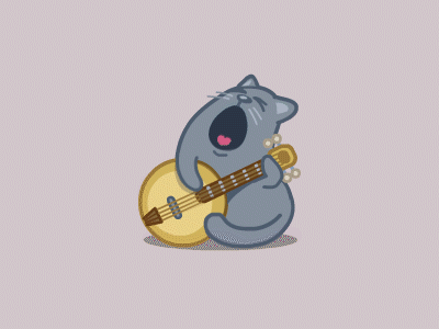 El Gato Caballero animation banjo cat gif iconka love sing