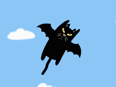Batcat bat cat animation iconka superhero sky fly halloween wings toon