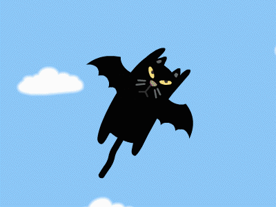 Batcat animation bat cat fly halloween iconka sky superhero toon wings