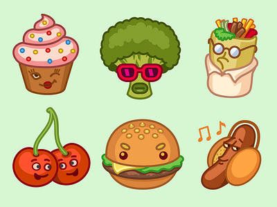 IMO Food Stickers character cherry cupcake eat emoji emotion food hamburger hotdog imo meal sticker