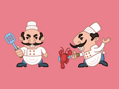 On guard! animation cartoon character chef cook flat gif lobster motion spatula sticker vector