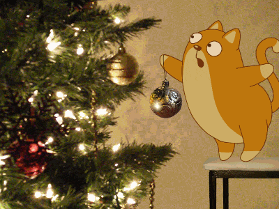 Joy to the world, the Cat has meowed animal animation cartoon cat character christmas decoration kitty pet tree xmas