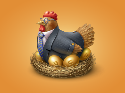 Businesshen chicken eggs gift glasses gold hen icons nest suit tie unet virtual