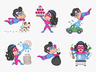 Superheros Everyday Life animal car character food hero mascot pet sticker superhero superman superwoman