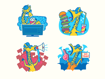 Stickers for WeRally App activity animal character food giraffe illustration mascot social sport team tv