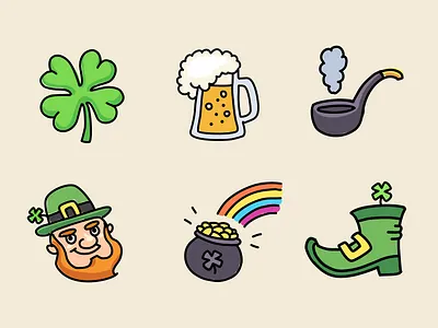 Be My Lucky Leprechaun! beer drawn gold hand icon irish leprechaun money pipe pub shamrock smoking