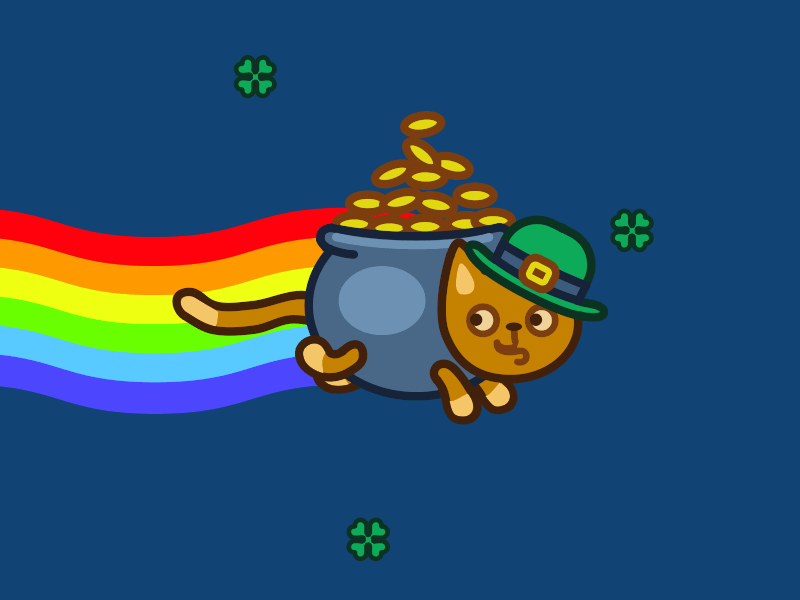 Leprecat animal animation cash cat character irish money nyan patrick. luck rainbow shamrock