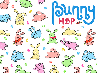 Bunny Hop Seamless Pattern animal bunny cute easter egg holiday ornament pattern pet rabbit seamless season