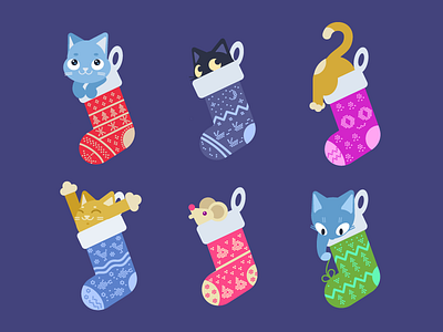 Catsmas Stockings animal cat christmas feline gift holiday illustration pet present sock xmas