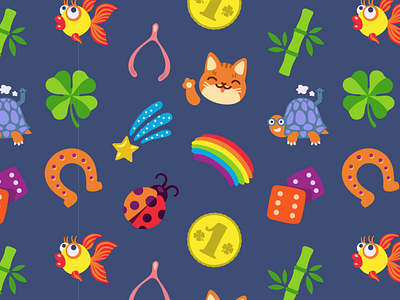 Feeling Lucky Seamless Pattern cat clover icon luck lucky money pattern pet rainbow shamrock star
