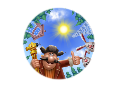 Logo for standalone application "Mezhevik" cadastre earflaps forest hare icon iconka logo man rabbit survey wood