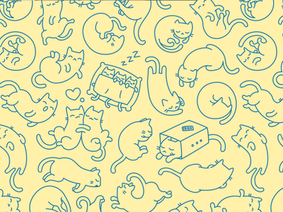 Sleepy Kitty background cat feline illustration pattern pet seamless texture