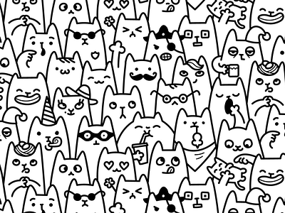 Let's all cat together background cat feline illustration pattern pet seamless texture