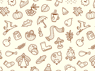 Fall Pattern autumn fall halloween icon illustration outline pattern rain seamless thanksgiving tile